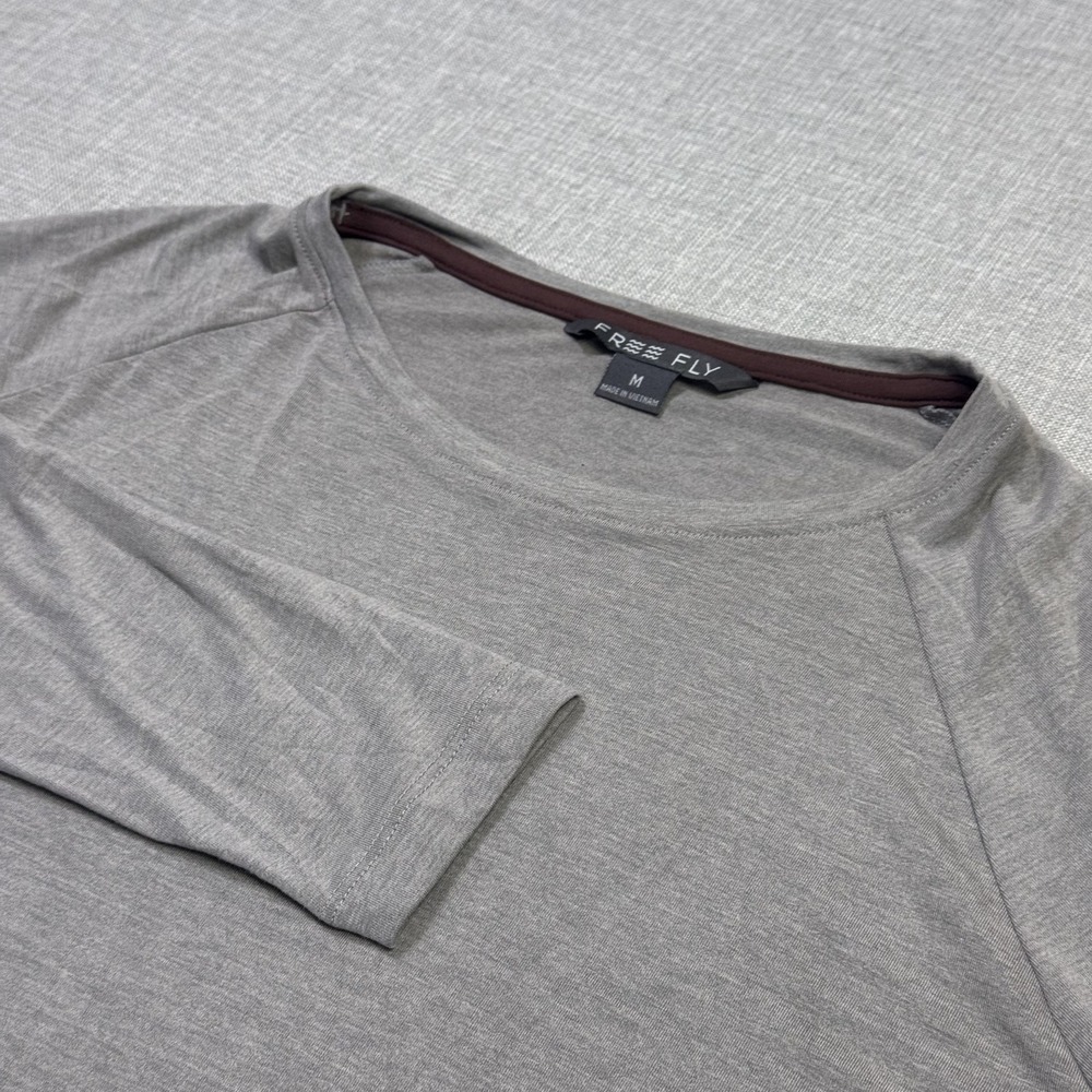 Free Fly Bamboo Lightweight Long Sleeve Shirt Mens Medium Gray Polyester Spandex